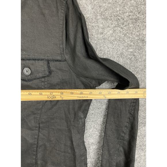 Tommy Bahama Large Two Palms Linen Raw-Edge Jacket Black - Picture 5 of 11